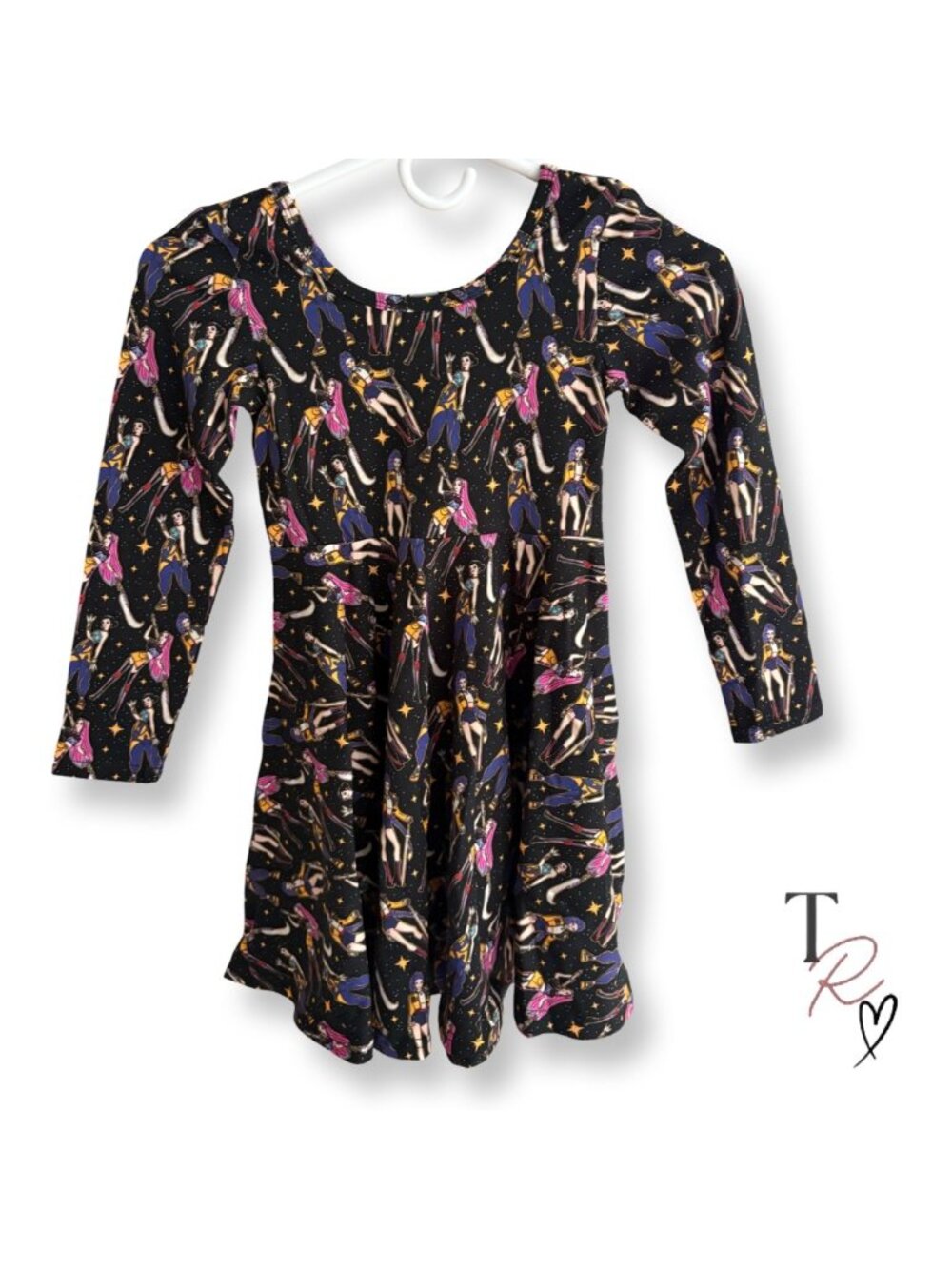 Wild Rich Kids NWOT KPop Demon Hunters HUNTR/X Skater Dress Black Girls 9/10
